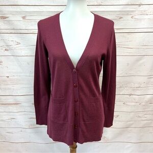 Pendleton Maroon Burgundy Merino Wool Tunic Cardigan Sweater